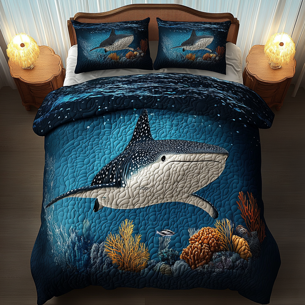 Silent Swimmer Quilted Bedding Set Duvet Cover Bedspreads Gift For Whale Lover Silent Swimmer Quilted Bedding Set Duvet Cover Bedspreads Gift For Whale Lover