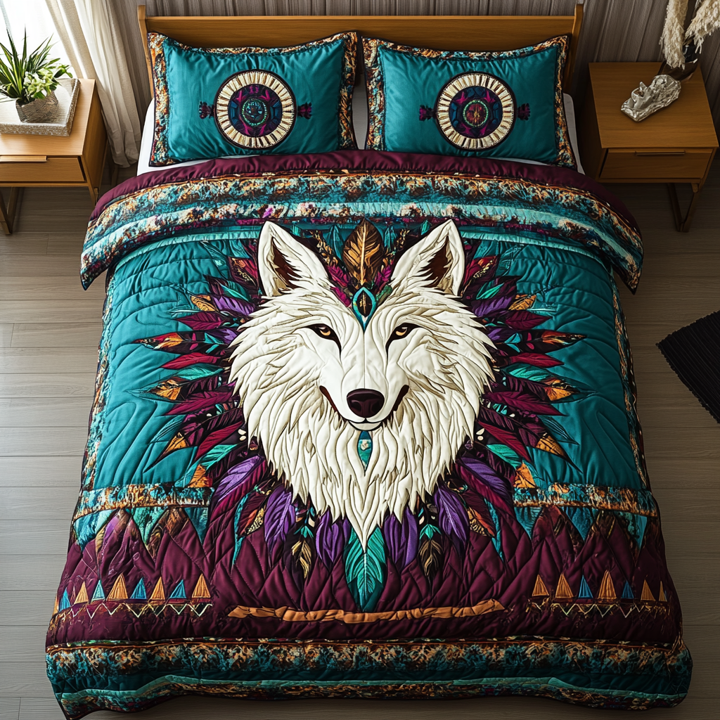 Silent Wolf Quilted Bedding Set Duvet Cover Merch Wolf Presents For Men Silent Wolf Quilted Bedding Set Duvet Cover Merch Wolf Presents For Men