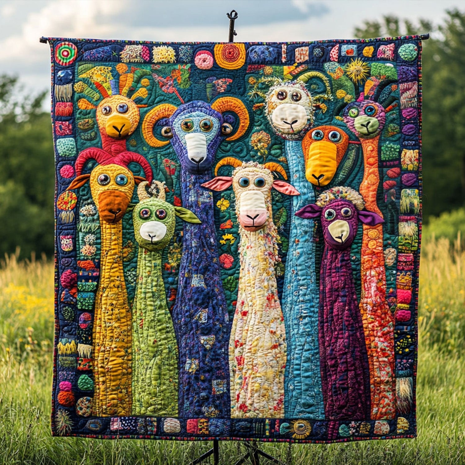 Silly Stablemates Quilted Blanket Cute Colorful Blanket Goat Gifts For Him Her