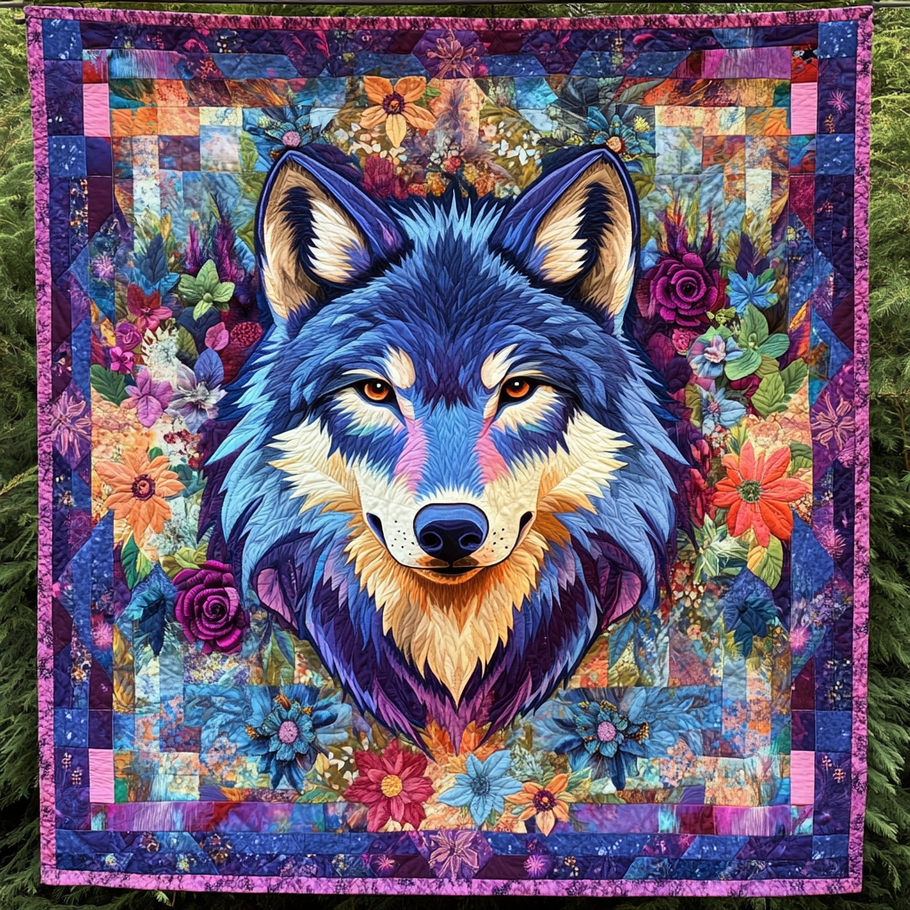 Silver Prowl Quilted Blanket Cute Colorful Blanket Christmas Gifts For Wolf Lovers Silver Prowl Quilted Blanket Cute Colorful Blanket Christmas Gifts For Wolf Lovers