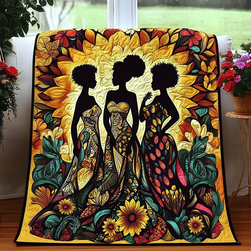 Sisters of Sun Quilted Blanket Nice Throw Blanket Melanin Themed Gifts Sisters of Sun Quilted Blanket Nice Throw Blanket Melanin Themed Gifts