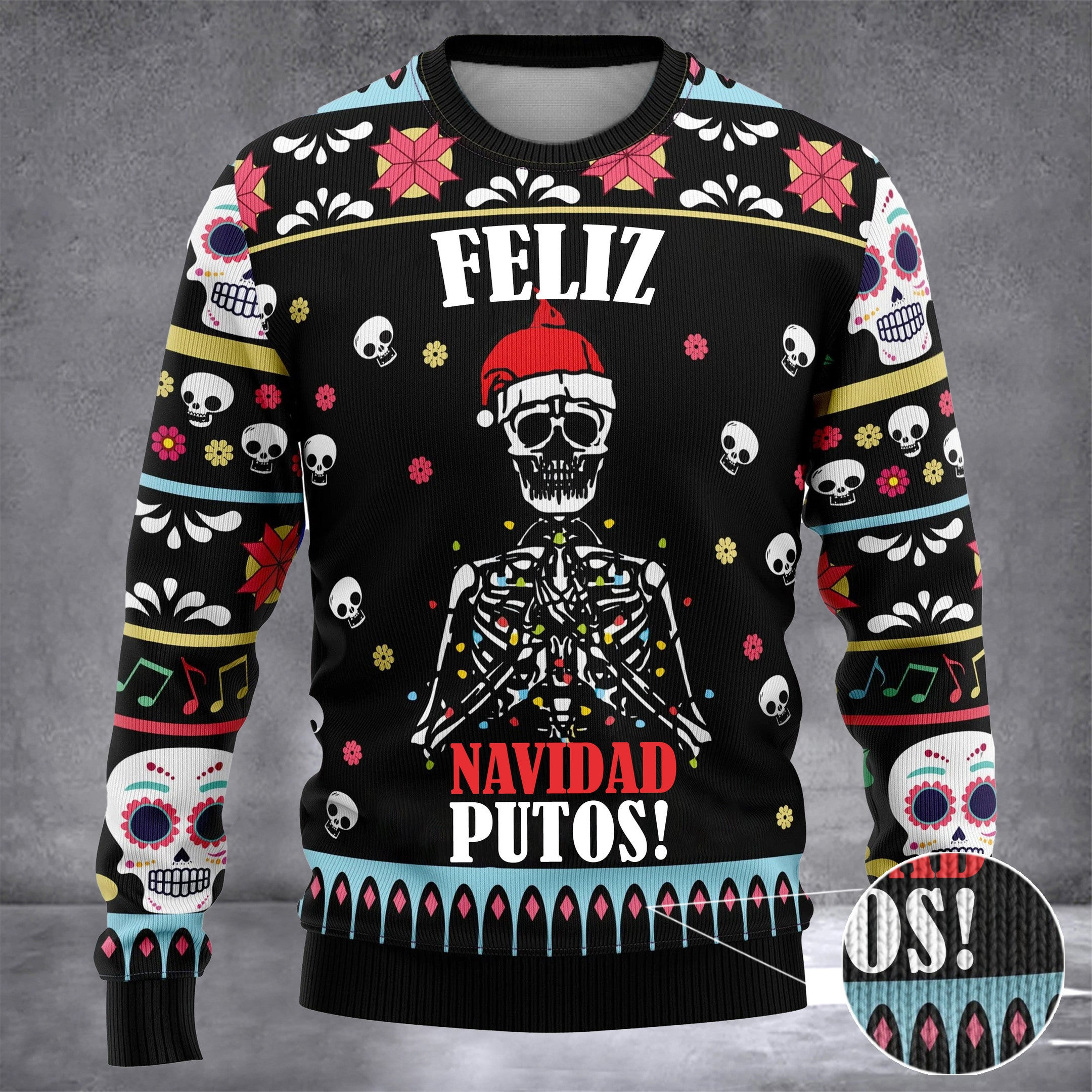 Skeleton Feliz Navidad Putos Sweater Feliz Navidad Skeleton Ugly Christmas Sweater Gift Skeleton Feliz Navidad Putos Sweater Feliz Navidad Skeleton Ugly Christmas Sweater Gift