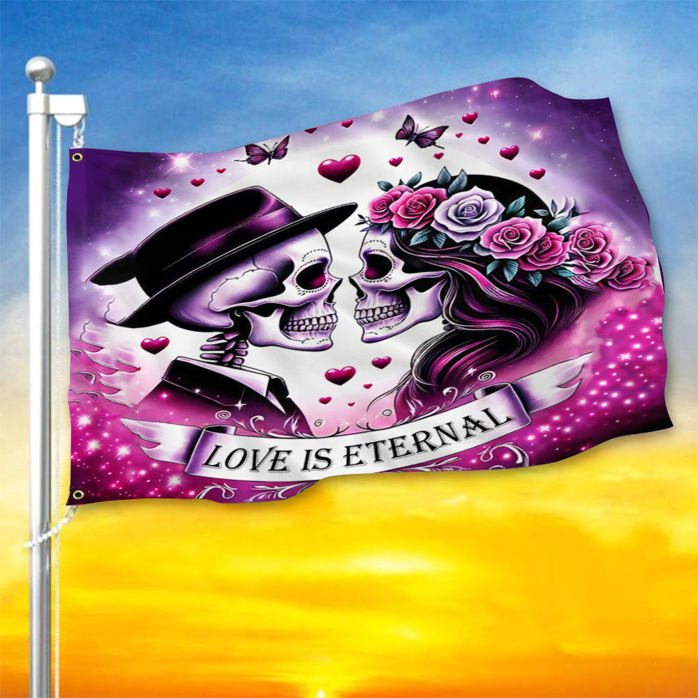 Skull Couple Valentine's Day Flag Love Is Eternal Flag Valentines Home Decor Skull Couple Valentine's Day Flag Love Is Eternal Flag Valentines Home Decor