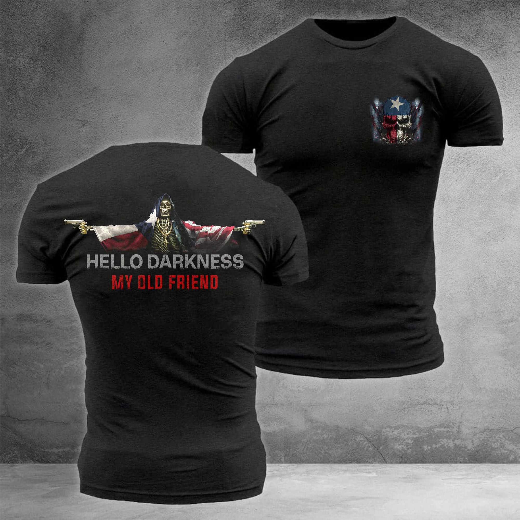 Skull Texas Hello Darkness My Old Friends T-Shirt Skull Texas Hello Darkness My Old Friends T-Shirt