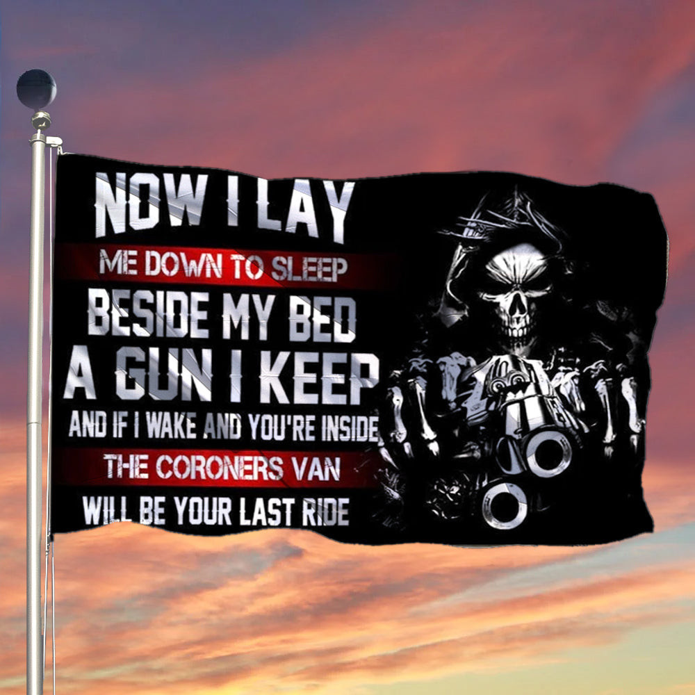 Skull With Gun Flag Now I Lay Me Down To Sleep Beside My Bed A Gun I Keep Cool Home Decor