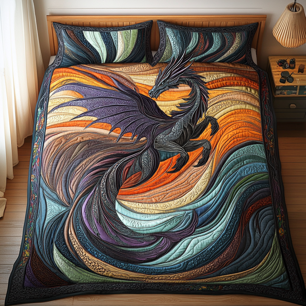 Sky Serpent Quilted Bedding Set Duvet Cover Bed Sheet Set Cool Gifts For Dragon Lovers Sky Serpent Quilted Bedding Set Duvet Cover Bed Sheet Set Cool Gifts For Dragon Lovers