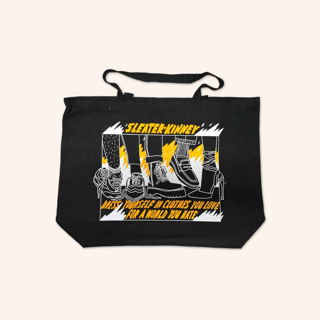 Sleater Kinney Merch Dress Yourself In Clothes You Love Tote Bag Christmas Gifts For Wife Sleater Kinney Merch Dress Yourself In Clothes You Love Tote Bag Christmas Gifts For Wife