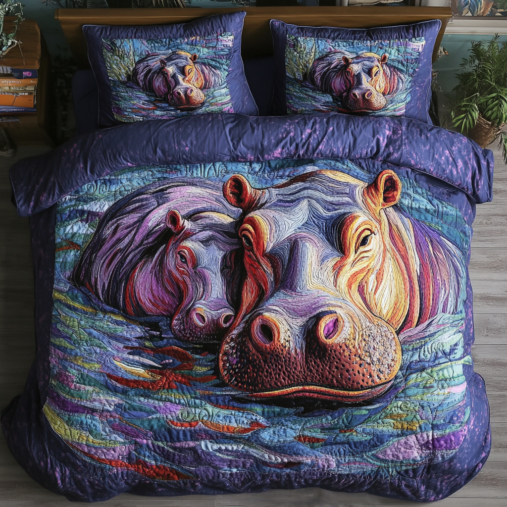 Sleep Safari Quilted Bedding Set Duvet Cover Bedspreads Hippo Gifts For Her Sleep Safari Quilted Bedding Set Duvet Cover Bedspreads Hippo Gifts For Her
