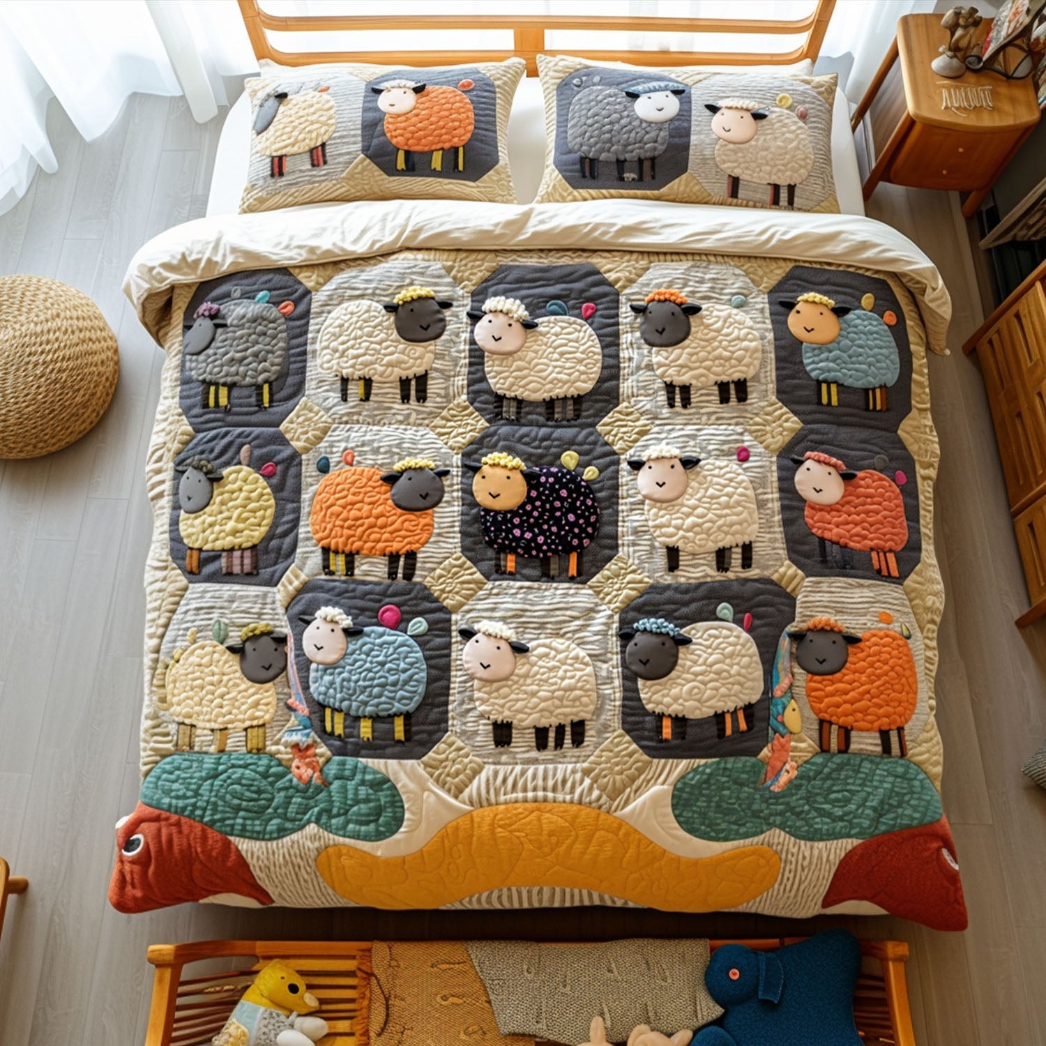 Sleepy Sheep Quilted Bedding Set Duvet Cover Bed Sheet Set Sheep Novelty Gifts Sleepy Sheep Quilted Bedding Set Duvet Cover Bed Sheet Set Sheep Novelty Gifts