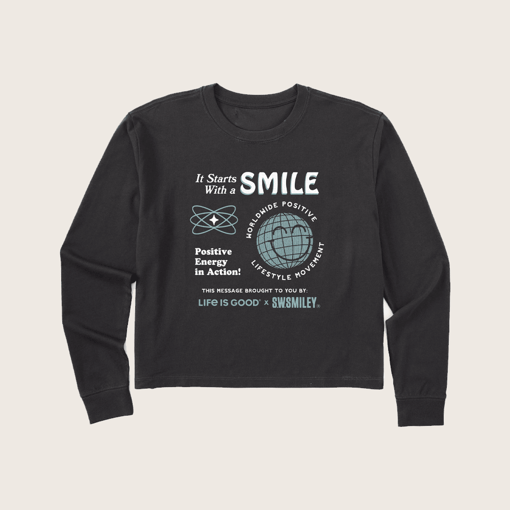 Smiley World Merch It Starts With A Smile Long Sleeve Shirt Christmas Gifts For Her Smiley World Merch It Starts With A Smile Long Sleeve Shirt Christmas Gifts For Her