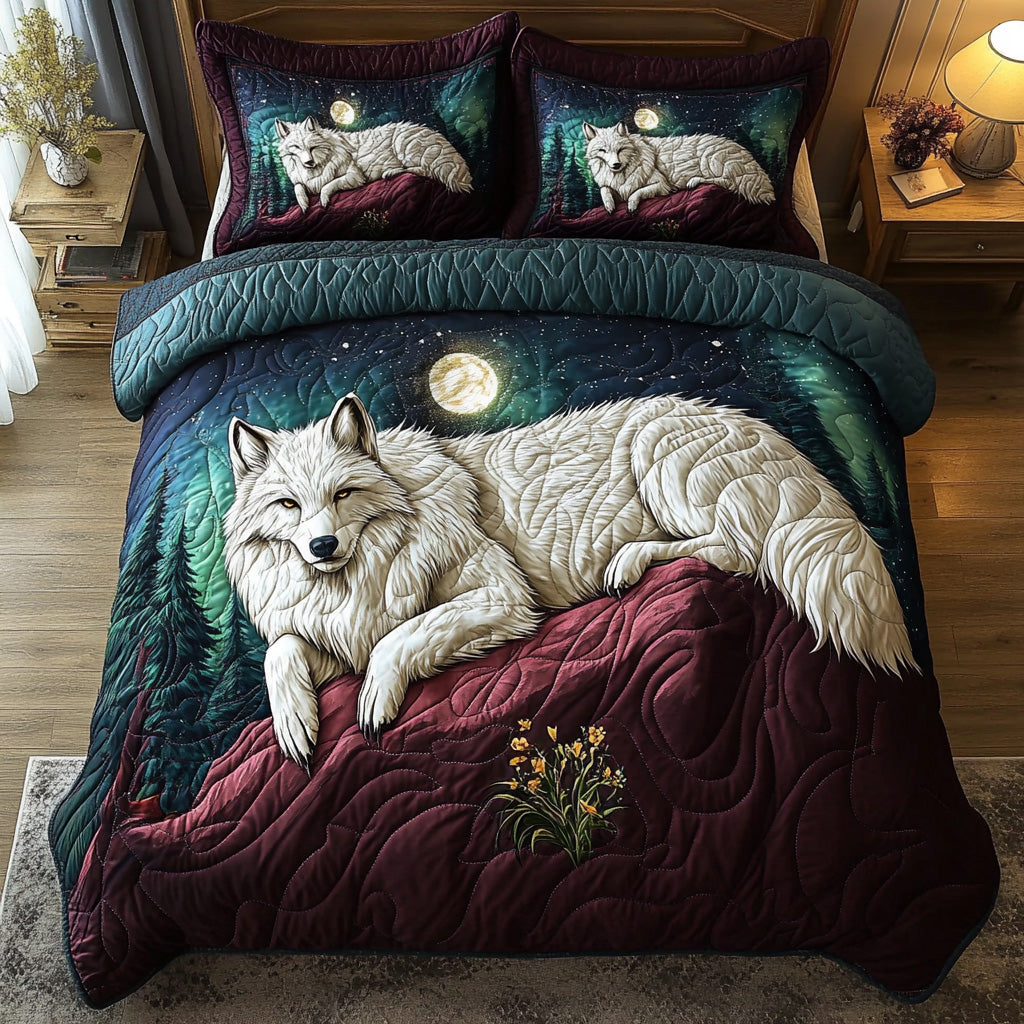 Snowfang Quilted Bedding Set Duvet Cover Bed Sheet Set Wolf Gifts For Him Her