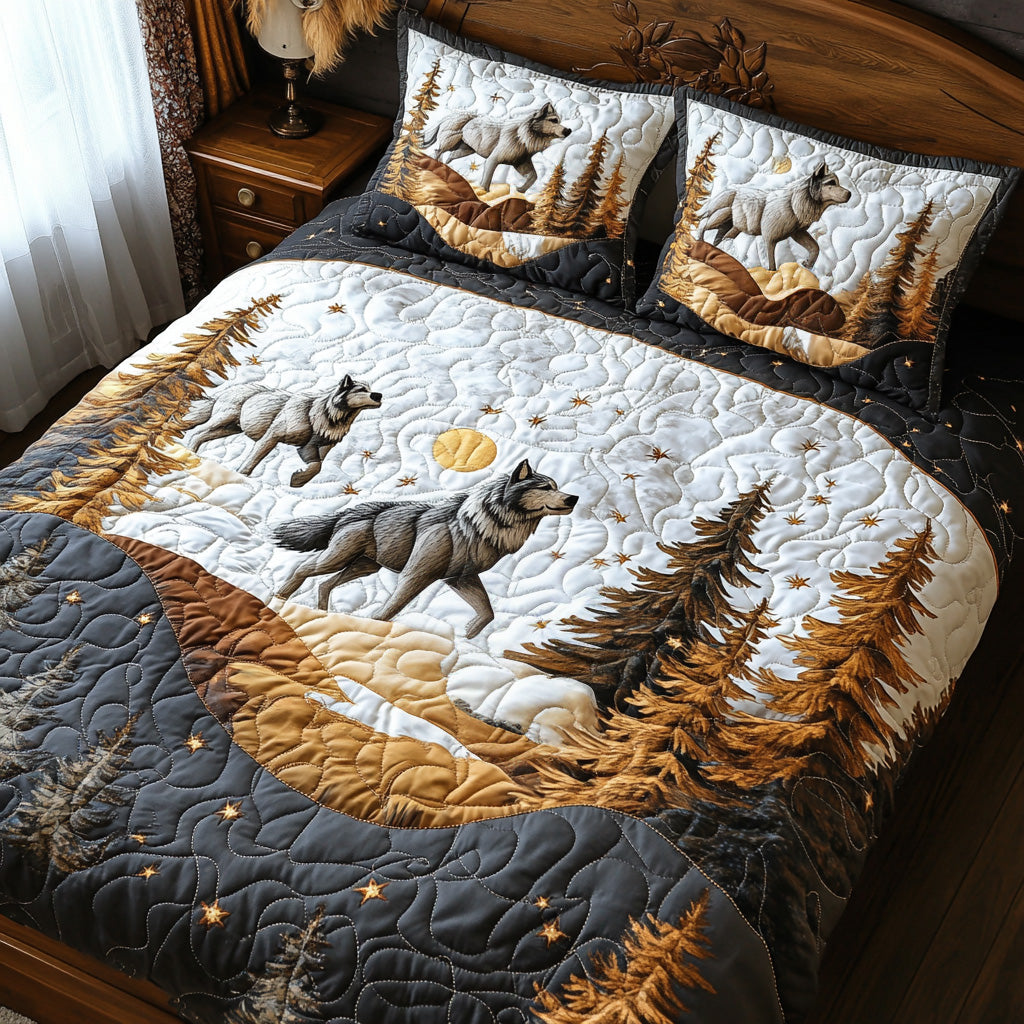 Snowy Run Quilted Bedding Set Duvet Cover Bed Sheet Set Wolf Themed Gifts Snowy Run Quilted Bedding Set Duvet Cover Bed Sheet Set Wolf Themed Gifts