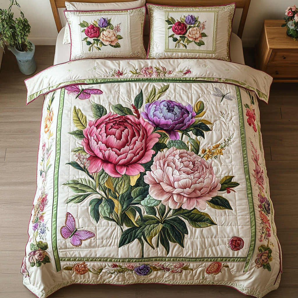 Soft Blossom Quilted Bedding Set Duvet Cover Bed Sheet Set Christmas Gifts For Flower Lovers Soft Blossom Quilted Bedding Set Duvet Cover Bed Sheet Set Christmas Gifts For Flower Lovers