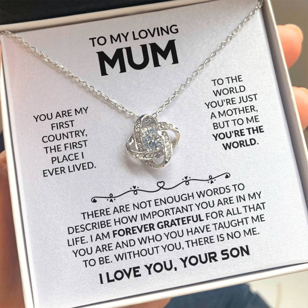 Son To My Loving Mum Necklace Love Knot Necklace Silver Best Mother's Day Gifts From Son Son To My Loving Mum Necklace Love Knot Necklace Silver Best Mother's Day Gifts From Son