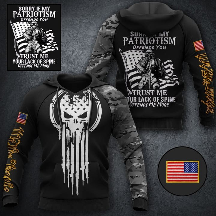 Sorry If My Patriotism Offends You Skull Hoodie We The People Veteran Hoodie Men's Sorry If My Patriotism Offends You Skull Hoodie We The People Veteran Hoodie Men's