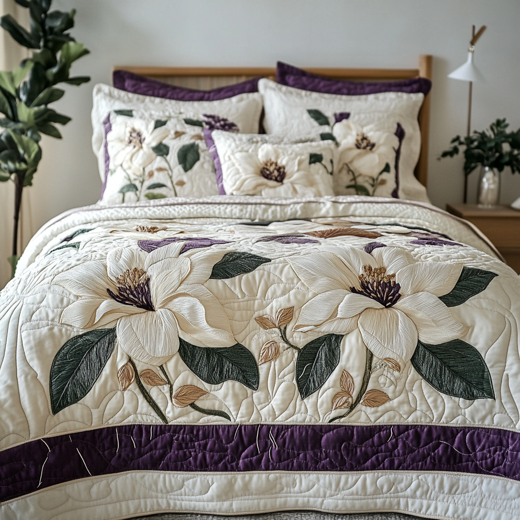 Southern Bloom Quilted Bedding Set Duvet Cover Bed Sheet Set Gifts For Flower Lovers Southern Bloom Quilted Bedding Set Duvet Cover Bed Sheet Set Gifts For Flower Lovers