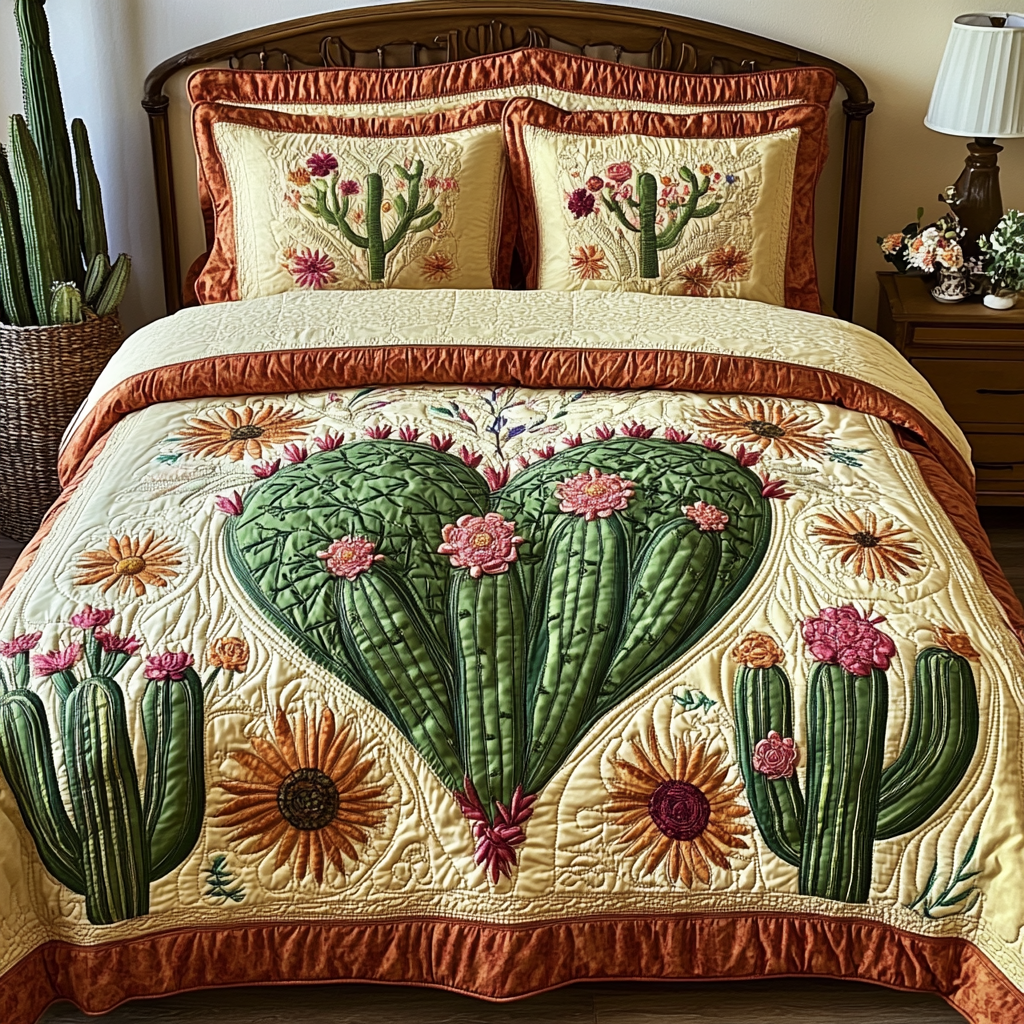 Spiny Love Quilted Bedding Set Duvet Cover Bed Sheet Set Gifts For Cactus Lovers Spiny Love Quilted Bedding Set Duvet Cover Bed Sheet Set Gifts For Cactus Lovers