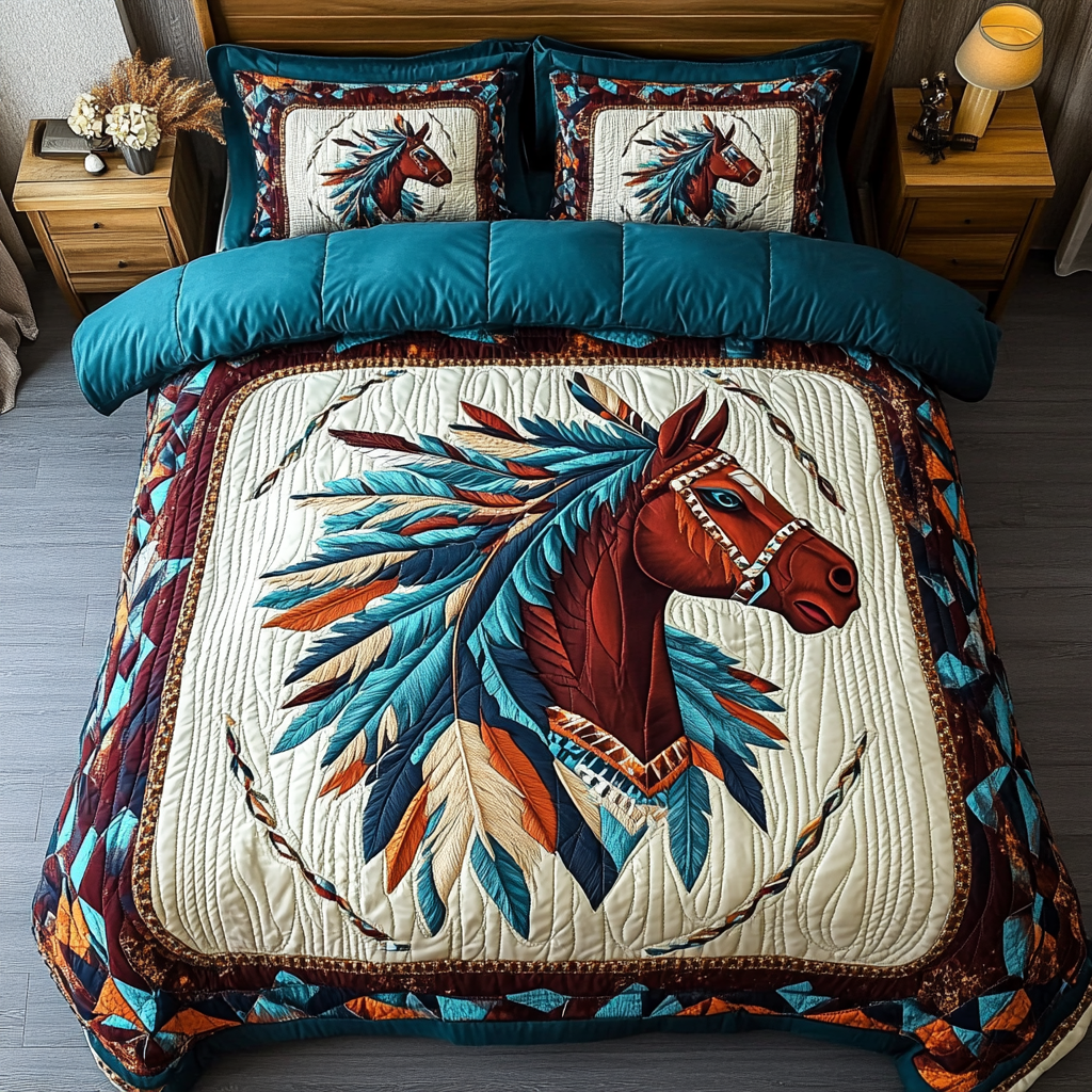 Spirit Horse Quilted Bedding Set Duvet Cover Merch Horse Lover Gifts For Him Spirit Horse Quilted Bedding Set Duvet Cover Merch Horse Lover Gifts For Him