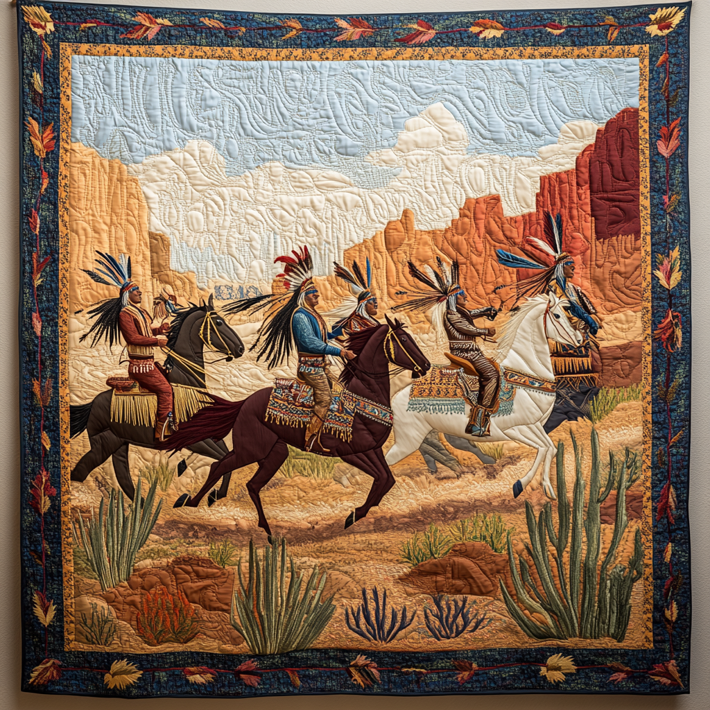 Spirit Riders Quilt Quilted Blanket Cute Colorful Blanket Unique Native American Gifts For Women Spirit Riders Quilt Quilted Blanket Cute Colorful Blanket Unique Native American Gifts For Women