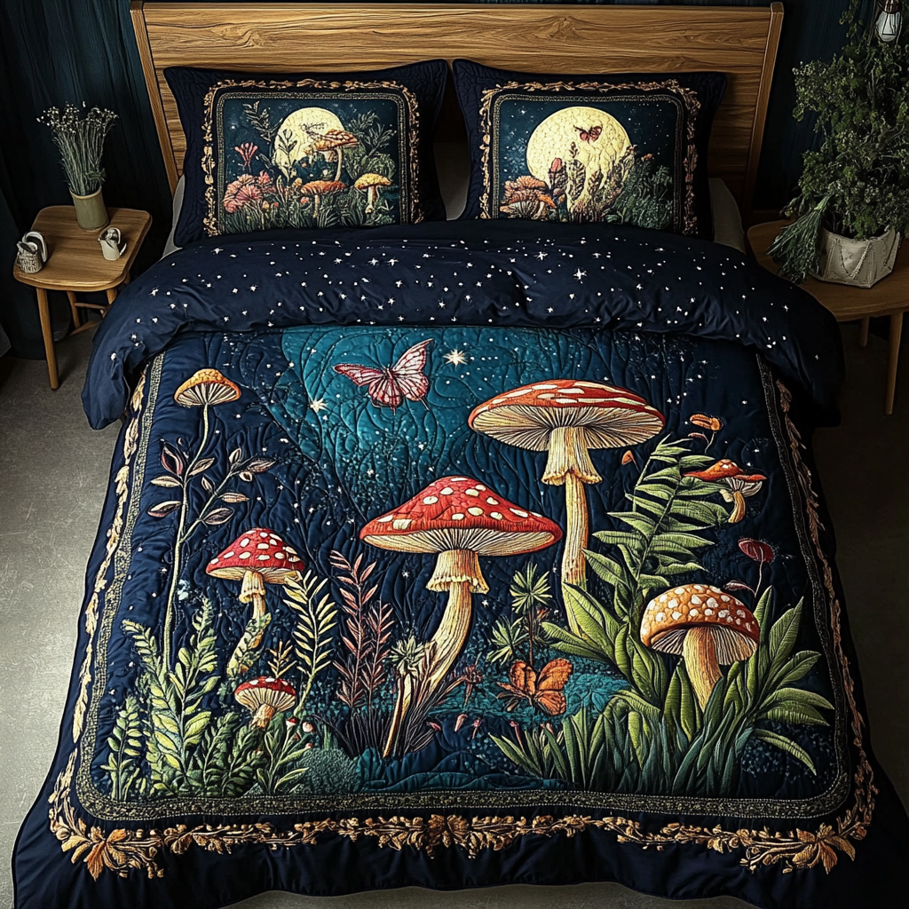 Spore Bloom Quilted Bedding Set Duvet Cover Bedspreads Best Gifts For Hippie Friends Spore Bloom Quilted Bedding Set Duvet Cover Bedspreads Best Gifts For Hippie Friends