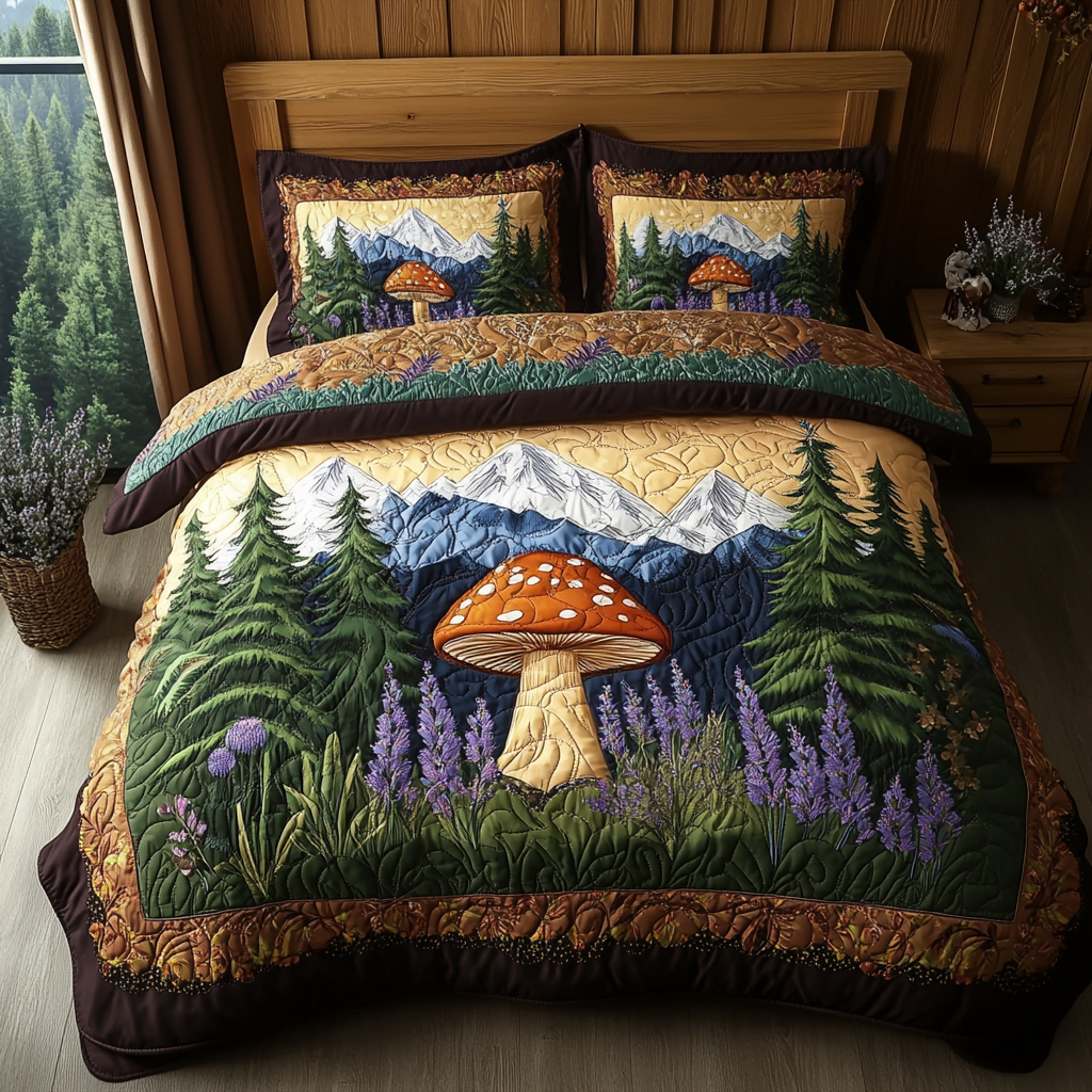 Spore Garden Quilted Bedding Set Duvet Cover Bed Sheet Set Birthday Gift For Hippie Friend Spore Garden Quilted Bedding Set Duvet Cover Bed Sheet Set Birthday Gift For Hippie Friend