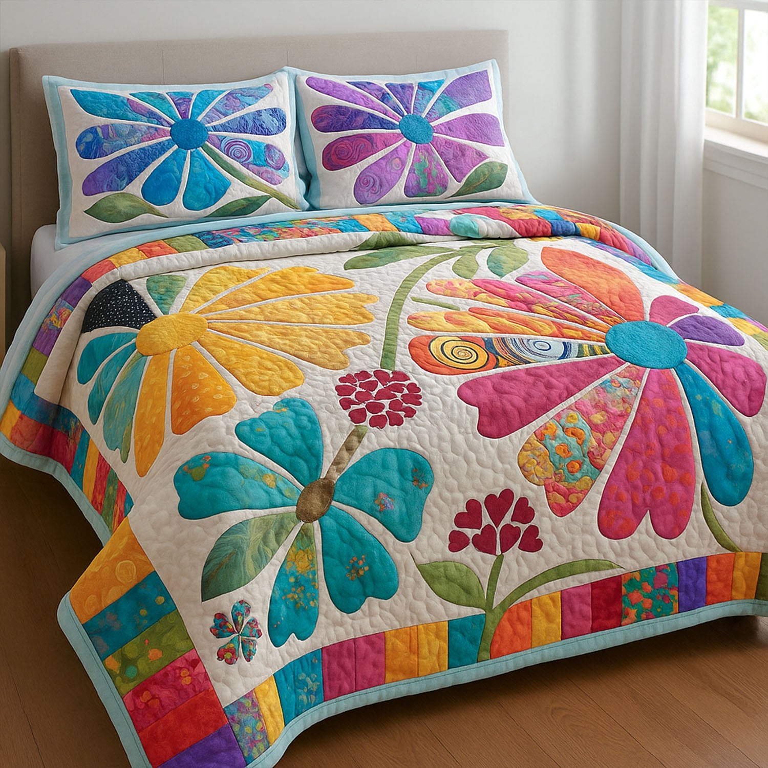 Spring Garden Quilted Bedding Set Duvet Cover Merch Floral Gifts Items Spring Garden Quilted Bedding Set Duvet Cover Merch Floral Gifts Items
