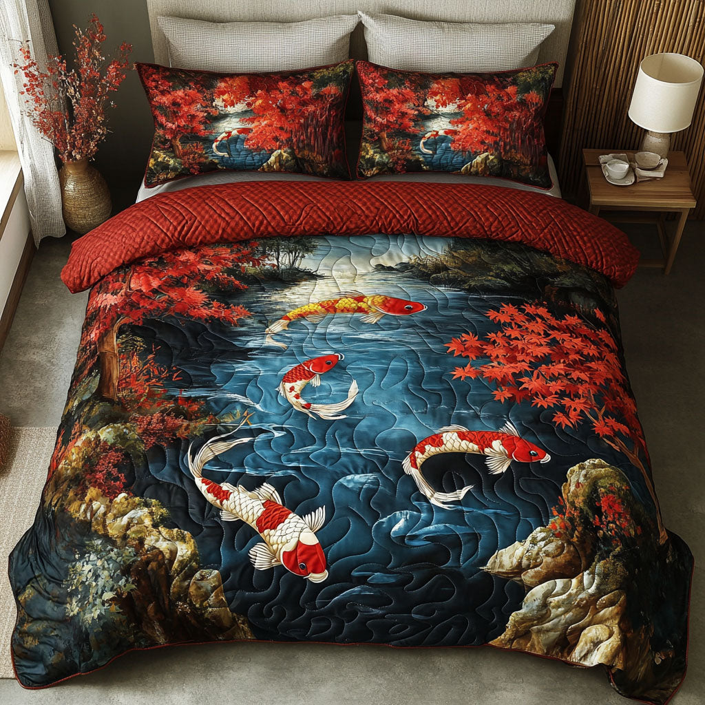 Spring Koi Quilted Bedding Set Duvet Cover Bedspread Koi Birthday Gift Spring Koi Quilted Bedding Set Duvet Cover Bedspread Koi Birthday Gift