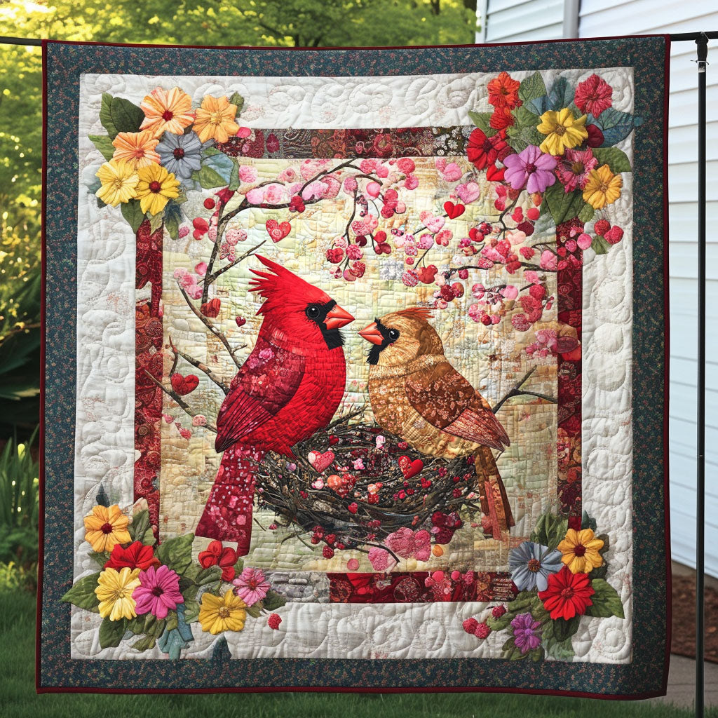 Spring Serenade Quilted Blanket Cute Colorful Blanket Gifts For Cardinal Lovers Spring Serenade Quilted Blanket Cute Colorful Blanket Gifts For Cardinal Lovers