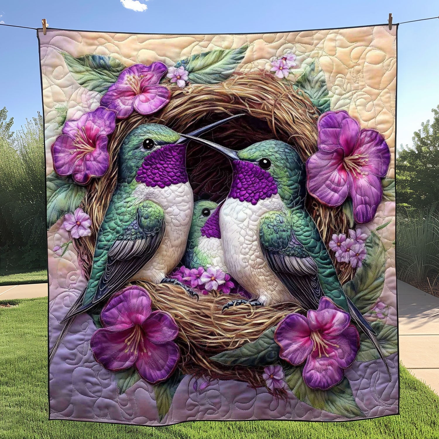 Spring Serenade Quilted Blanket Cute Throw Blanket Flamingo Mothers Day Gifts Spring Serenade Quilted Blanket Cute Throw Blanket Flamingo Mothers Day Gifts