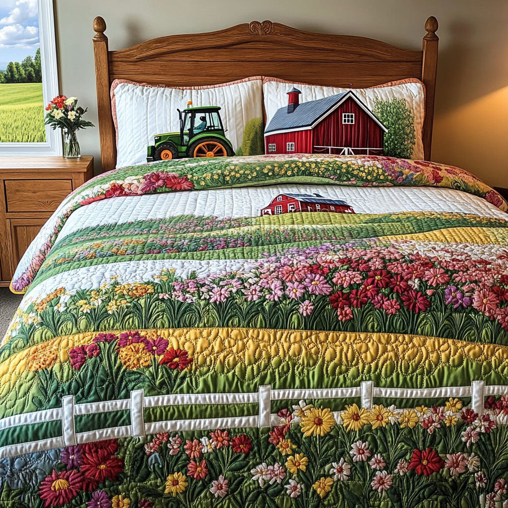 Springtime on the Farm Quilted Bedding Set Duvet Cover Bed Sheet Set Tractor Gifts For Him Springtime on the Farm Quilted Bedding Set Duvet Cover Bed Sheet Set Tractor Gifts For Him
