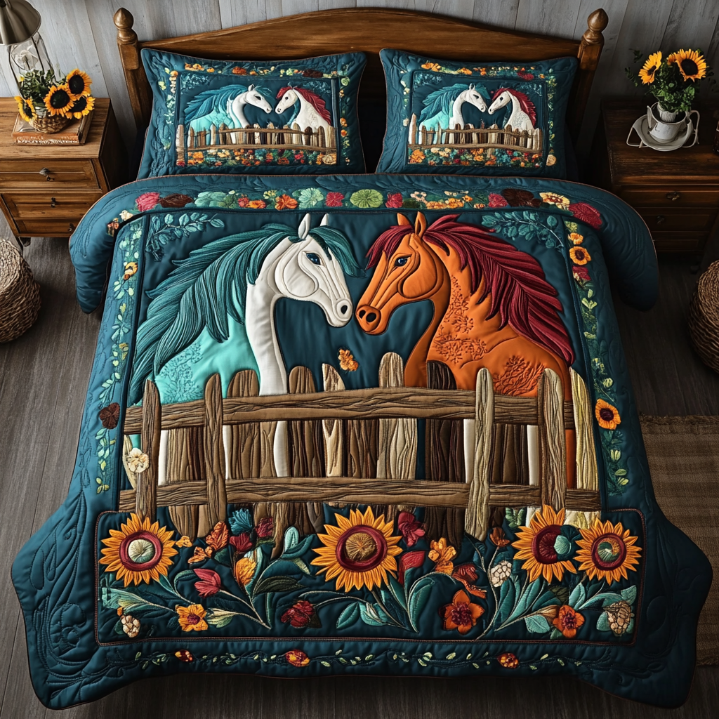 Stable Blooms Quilted Bedding Set Duvet Cover Merch Birthday Presents For Horse Lovers Stable Blooms Quilted Bedding Set Duvet Cover Merch Birthday Presents For Horse Lovers