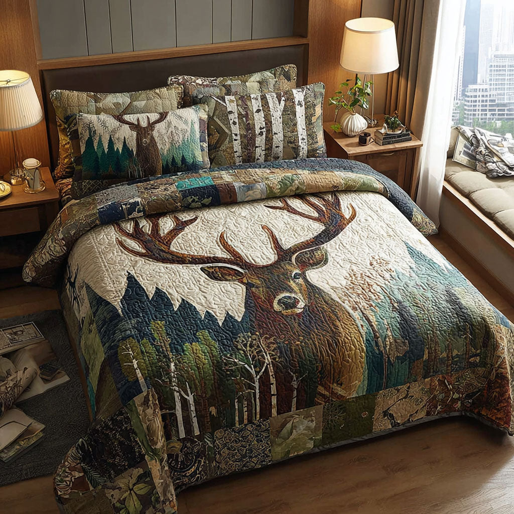 Stag Quest Quilted Bedding Set Duvet Cover Bed Sheet Set Christmas Gifts For A Deer Hunter Stag Quest Quilted Bedding Set Duvet Cover Bed Sheet Set Christmas Gifts For A Deer Hunter