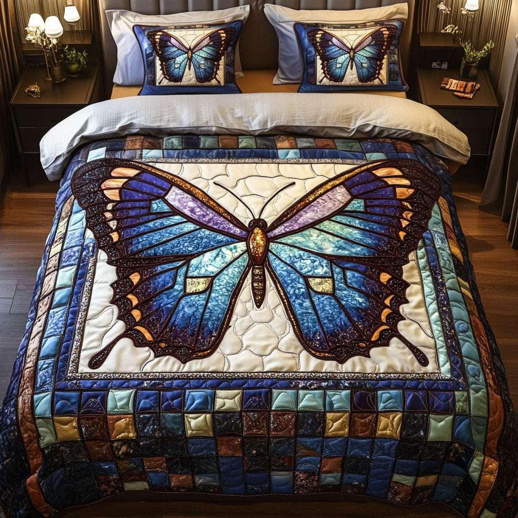 Stained Glass Butterfly Quilted Bedding Set Duvet Cover Bed Sheet Set Butterfly Theme Gifts Stained Glass Butterfly Quilted Bedding Set Duvet Cover Bed Sheet Set Butterfly Theme Gifts