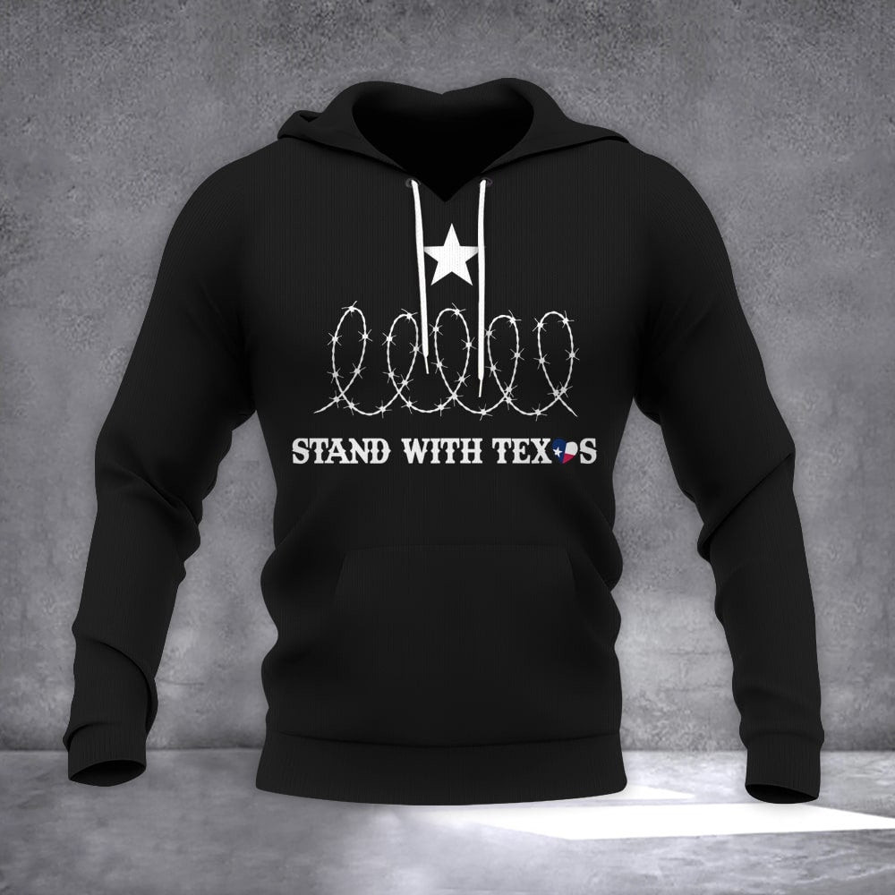 Stand With Texas Hoodie Come And Take It Razor Wire Hoodie Political Hooded Sweatshirt Stand With Texas Hoodie Come And Take It Razor Wire Hoodie Political Hooded Sweatshirt