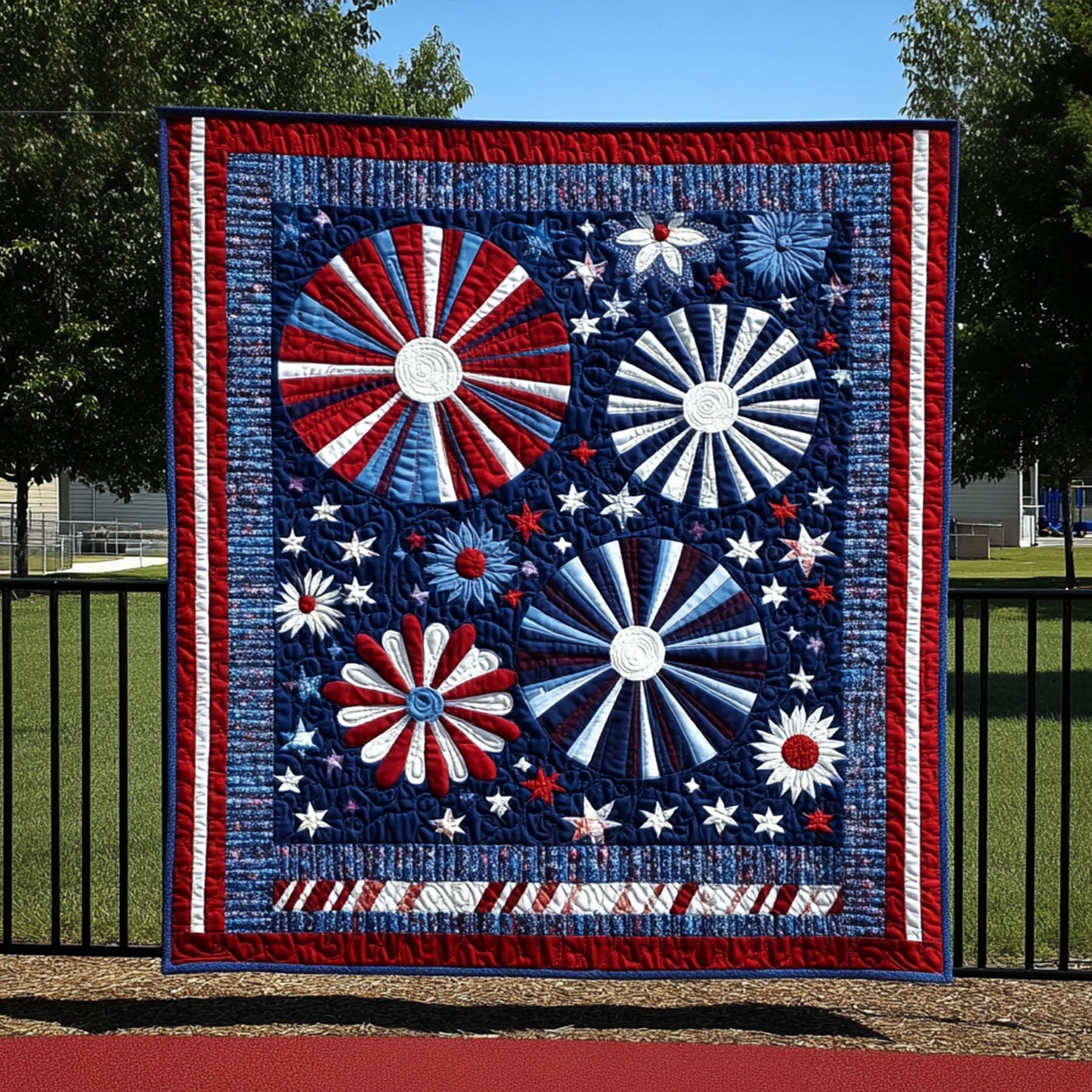 Star-Spangled Burst Quilted Blanket Cute Colorful Blanket 4Th Of July Present Star-Spangled Burst Quilted Blanket Cute Colorful Blanket 4Th Of July Present
