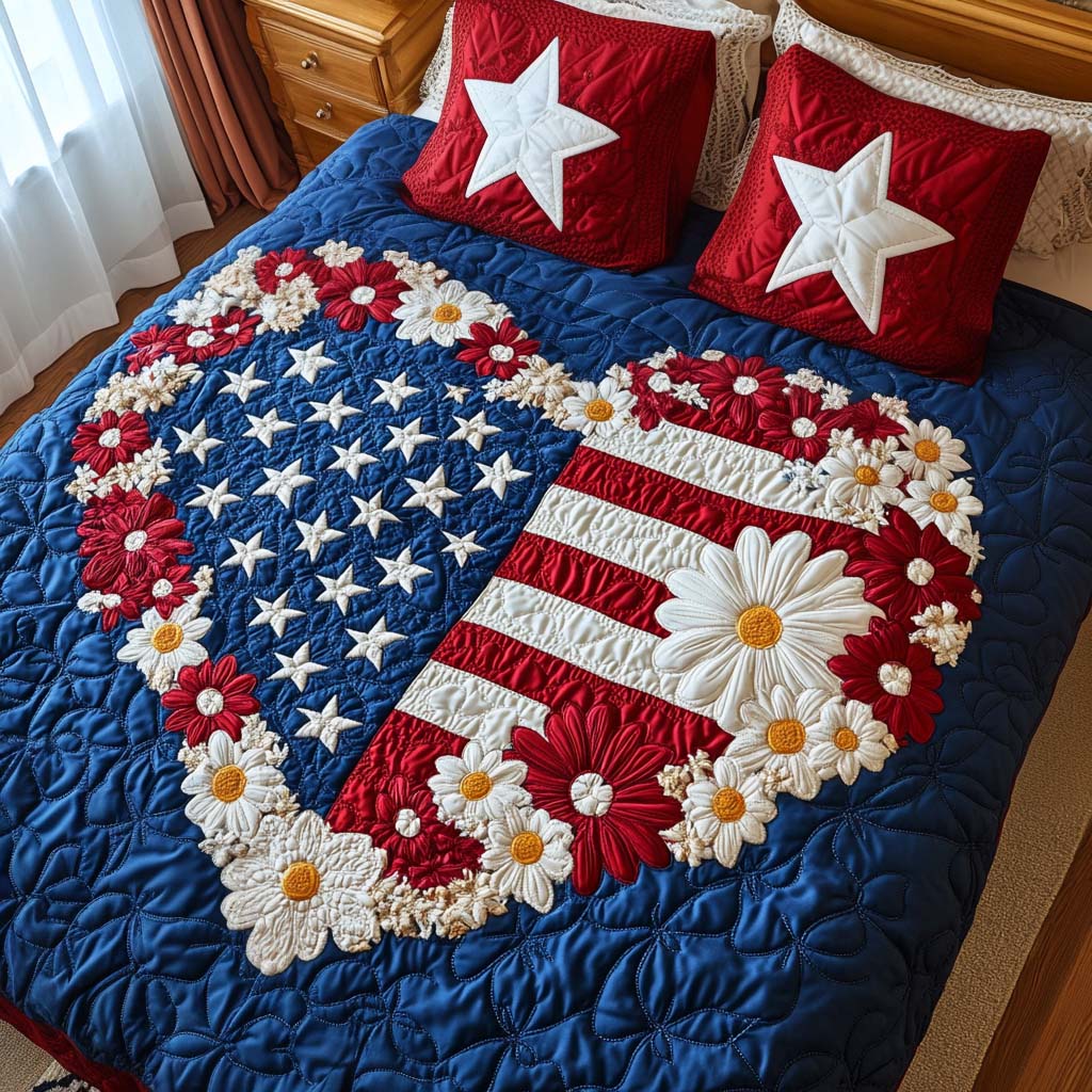 Star Spangled Heart Quilted Bedding Set Duvet Cover Bedspreads Patriots Gifts For Dad Star Spangled Heart Quilted Bedding Set Duvet Cover Bedspreads Patriots Gifts For Dad