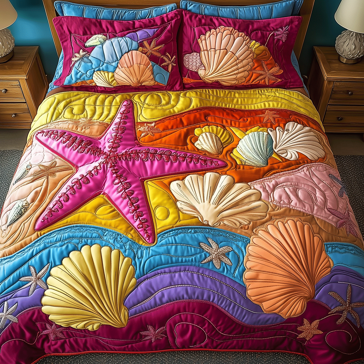 Starfish Shore Quilted Bedding Set Duvet Cover Bedspread Ocean Themed Christmas Gifts Starfish Shore Quilted Bedding Set Duvet Cover Bedspread Ocean Themed Christmas Gifts