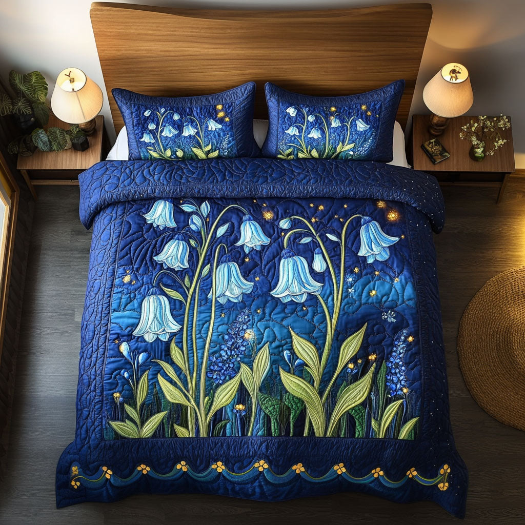 Starlit Flowers Quilted Bedding Set Duvet Cover Bed Sheet Set Flower Presents