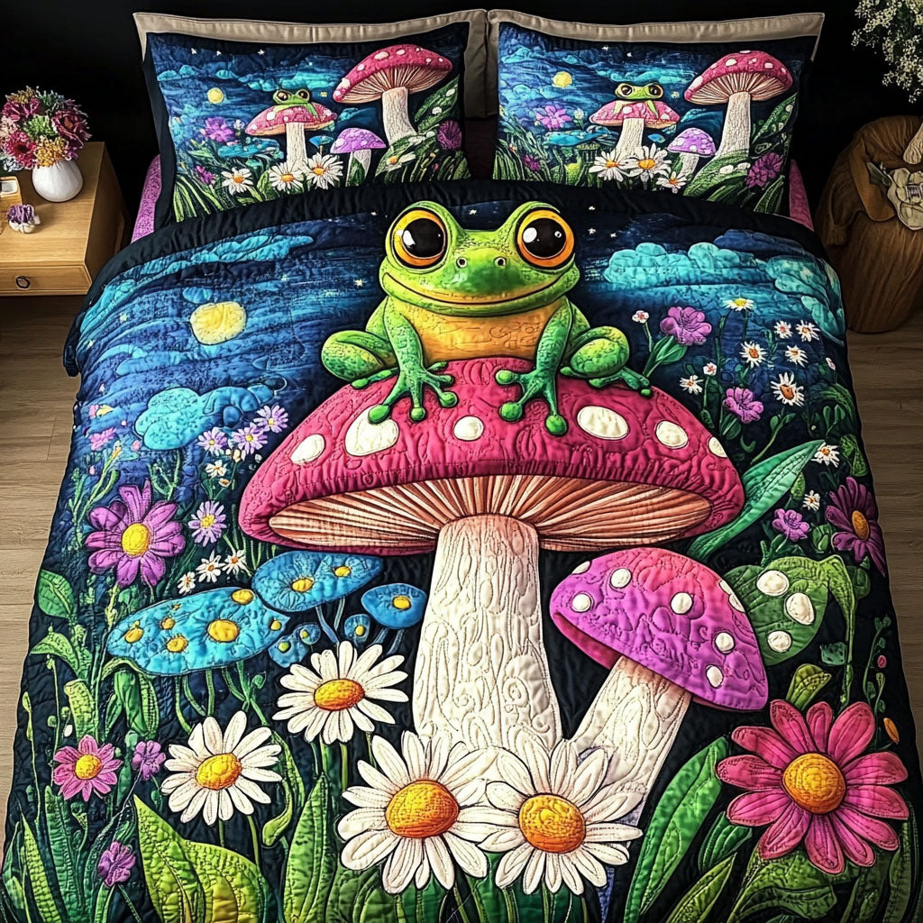 Starlit Frogs Quilted Bedding Set Duvet Cover Bed Sheet Set Frog Themed Gifts For Adults Starlit Frogs Quilted Bedding Set Duvet Cover Bed Sheet Set Frog Themed Gifts For Adults