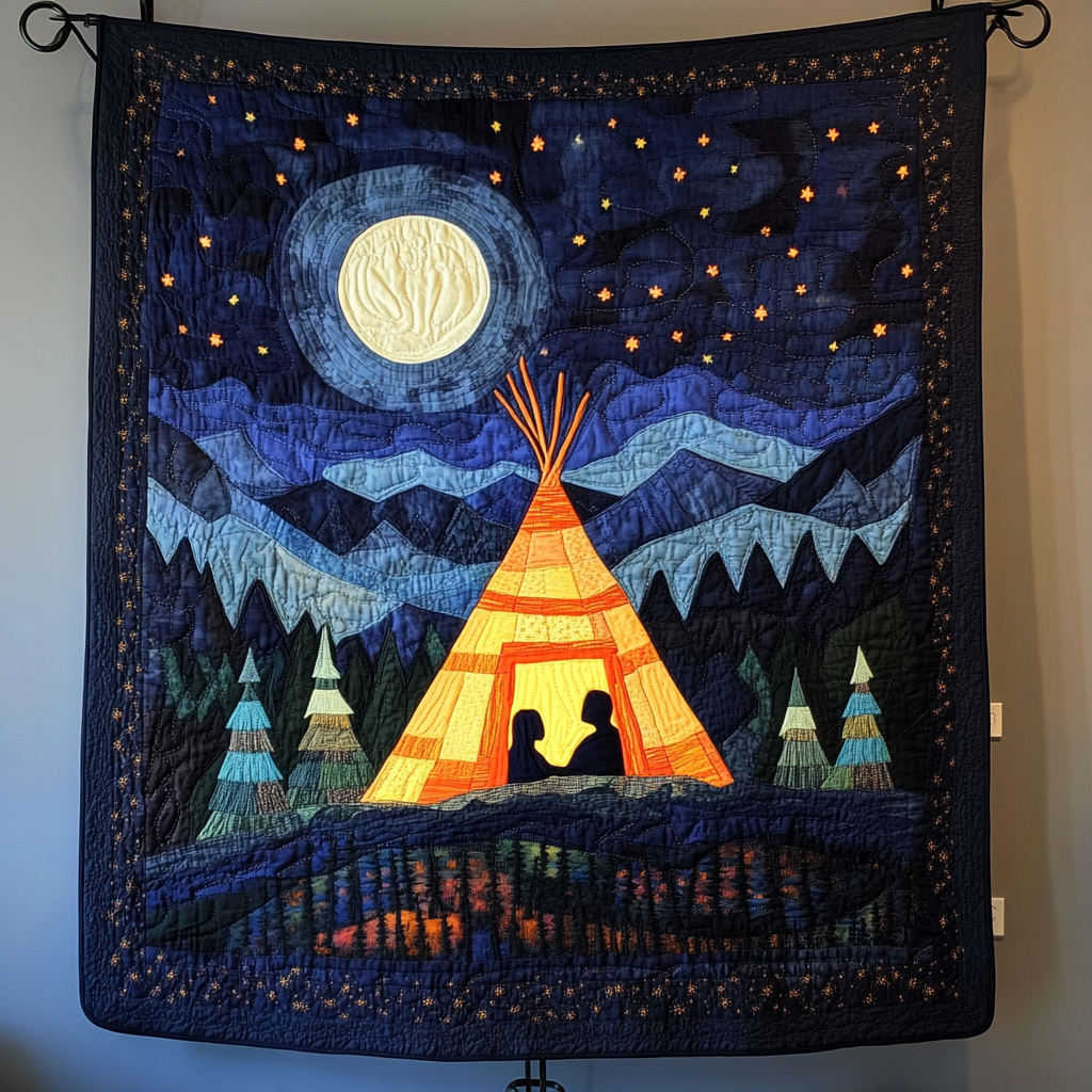 Starlit Spirit Quilted Blanket Cute Colorful Blanket Teepee Native American Gift Ideas Starlit Spirit Quilted Blanket Cute Colorful Blanket Teepee Native American Gift Ideas