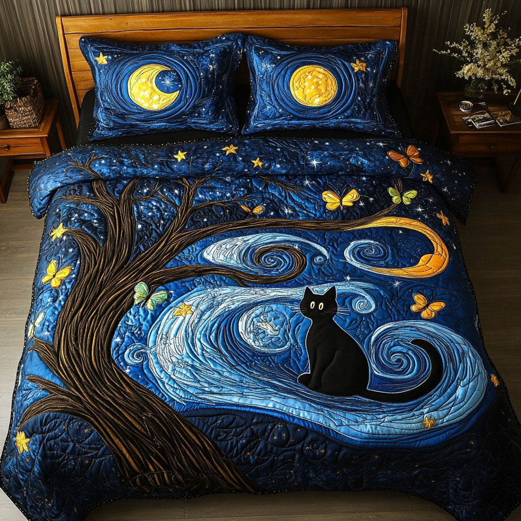 Starry-eyed Kitty Quilted Bedding Set Duvet Cover Bedspreads Gifts For Cat Lovers Starry-eyed Kitty Quilted Bedding Set Duvet Cover Bedspreads Gifts For Cat Lovers