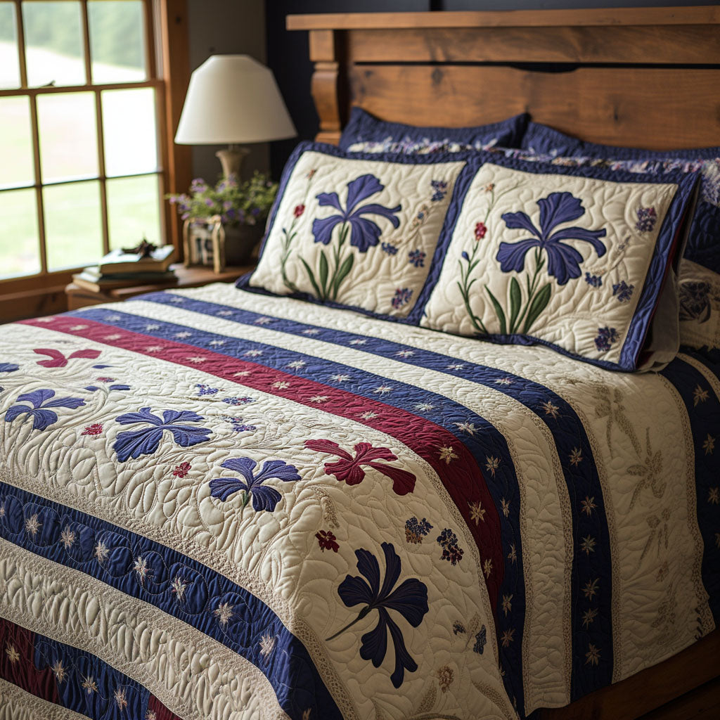 Starry Garden Quilted Bedding Set Duvet Cover Bedspread Flower Theme Gifts