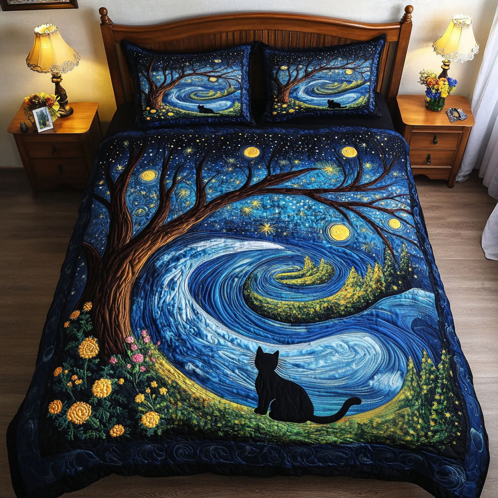 Starry Night Paws Quilted Bedding Set Duvet Cover Bedspreads Cat Lover Gifts Near Me Starry Night Paws Quilted Bedding Set Duvet Cover Bedspreads Cat Lover Gifts Near Me
