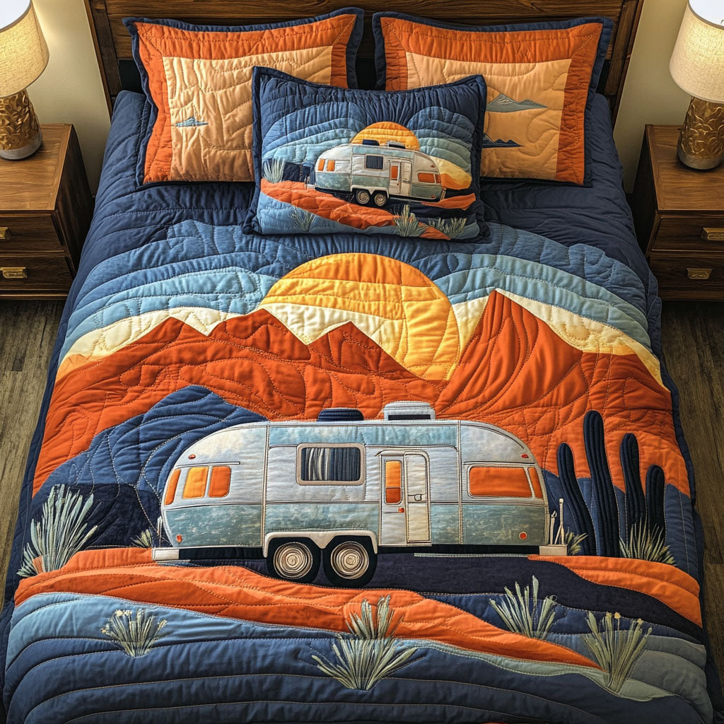 Starry Night Road Quilted Bedding Set Duvet Cover Bedspread Gifts For People With Campers