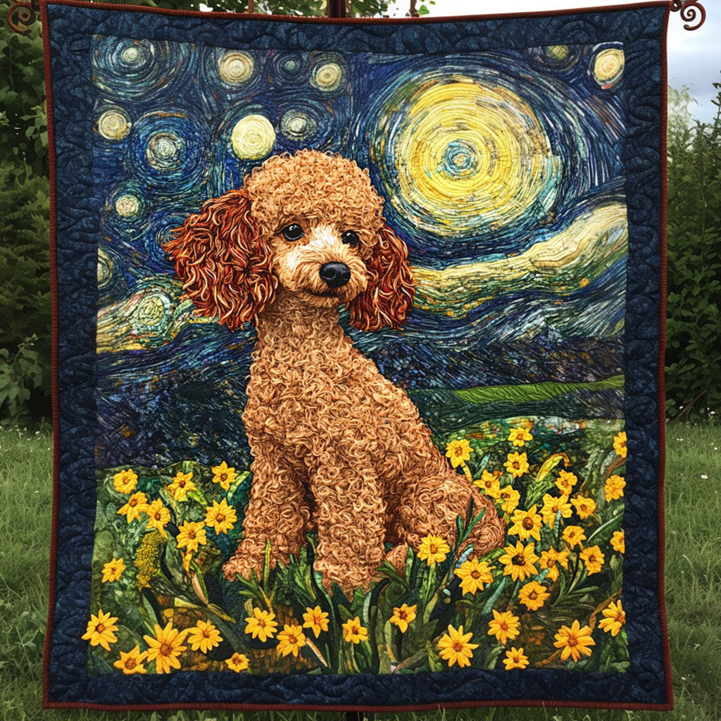 Starry Poodle Quilted Blanket Cute Throw Blanket Presents For Poodle Owners Starry Poodle Quilted Blanket Cute Throw Blanket Presents For Poodle Owners