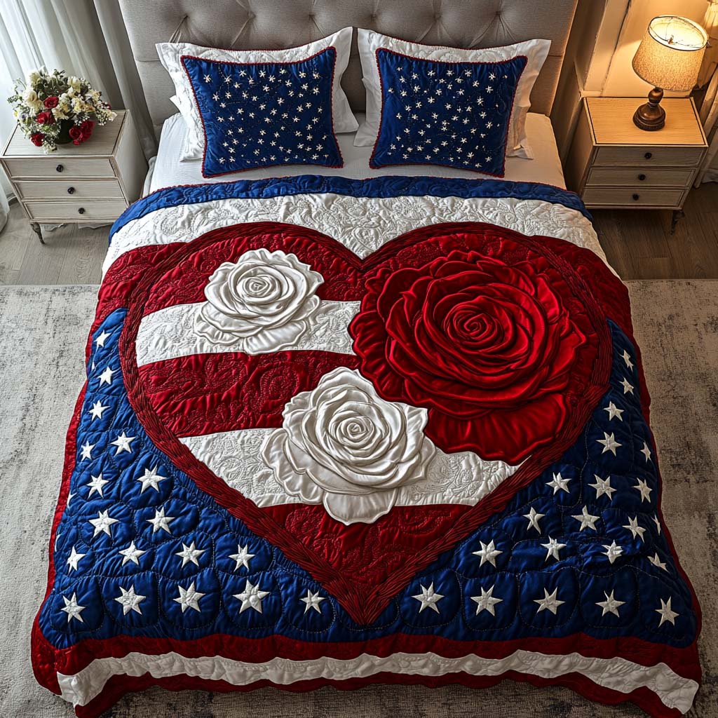 Stars and Petals Quilted Bedding Set Duvet Cover Bedspreads Patriotic Gifts For Her Stars and Petals Quilted Bedding Set Duvet Cover Bedspreads Patriotic Gifts For Her