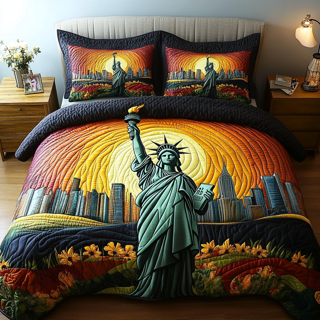 Statue of Liberty Charm Quilted Bedding Set Duvet Cover Bedspread Gifts For Teenage Brother Statue of Liberty Charm Quilted Bedding Set Duvet Cover Bedspread Gifts For Teenage Brother