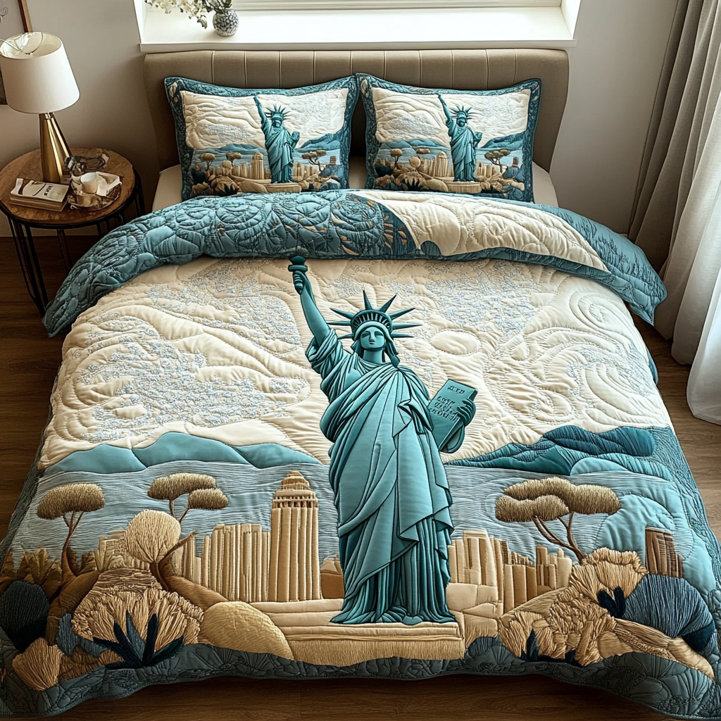 Statue of Liberty Light Quilted Bedding Set Duvet Cover Bedspread Best Gift For My Brother Statue of Liberty Light Quilted Bedding Set Duvet Cover Bedspread Best Gift For My Brother