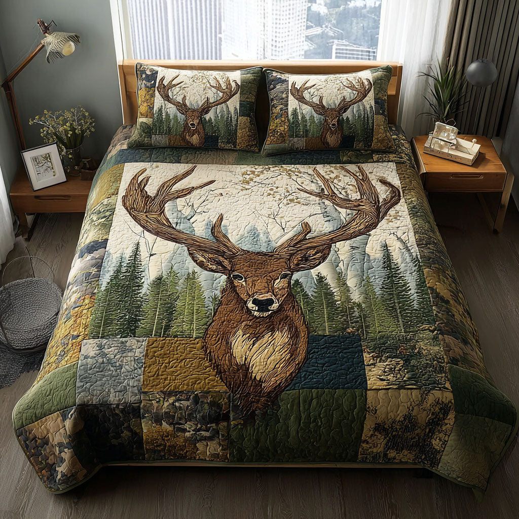 Stealthy Stalker Quilted Bedding Set Duvet Cover Bed Sheet Set Cool Gifts For Deer Hunters