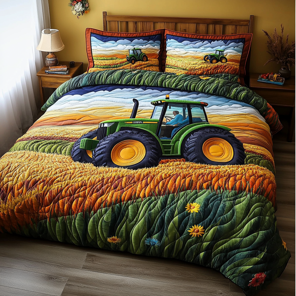Steel Wheels Quilted Bedding Set Duvet Cover Bedspread Tractor Gifts Adults Steel Wheels Quilted Bedding Set Duvet Cover Bedspread Tractor Gifts Adults